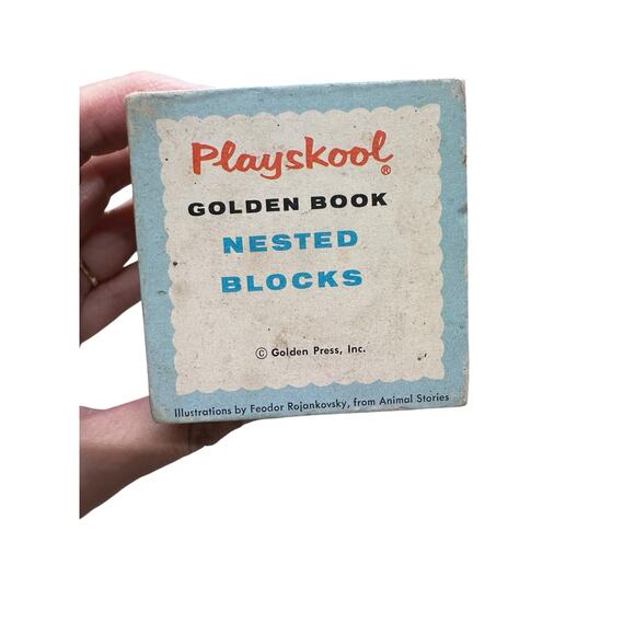 Playskool Golden Books Wood Nesting Boxes Alphabet Set of 8-1950's RARE - Picture 6 of 9
